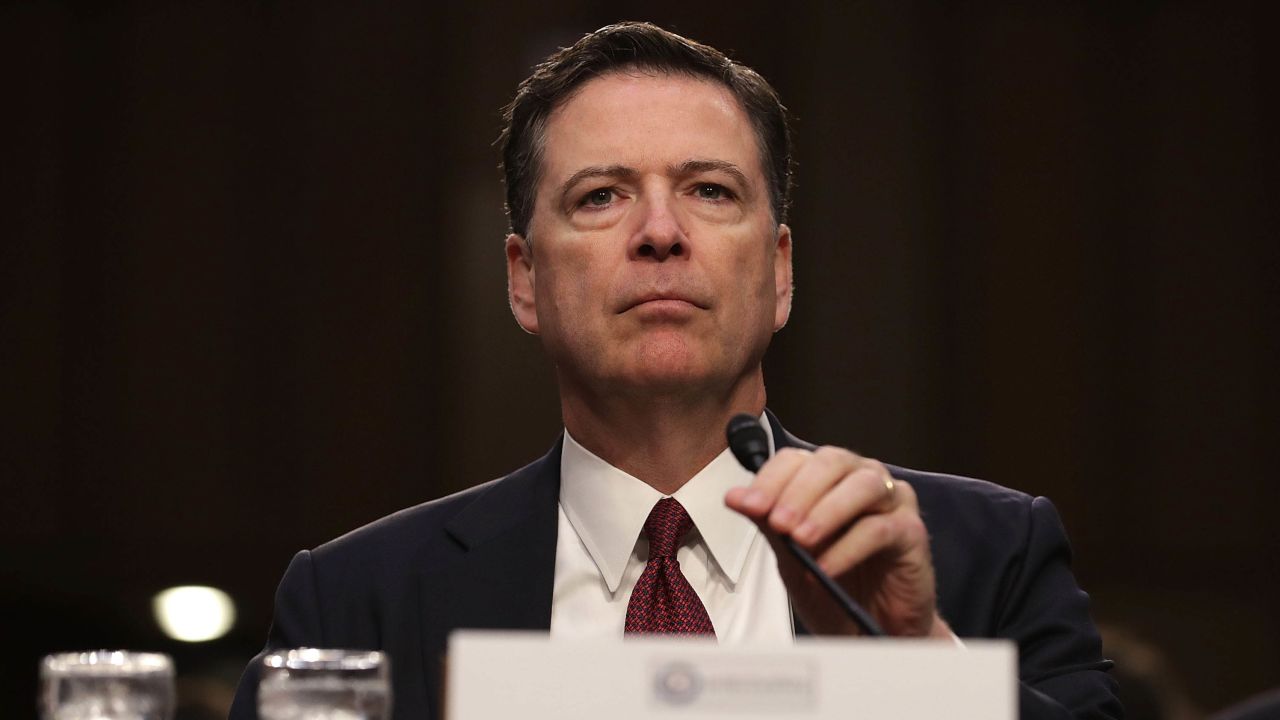 WASHINGTON, DC - JUNE 08:  Former FBI Director James Comey testifies before the Senate Intelligence Committee in the Hart Senate Office Building on Capitol Hill June 8, 2017 in Washington, DC. Comey said that President Donald Trump pressured him to drop the FBI's investigation into former National Security Advisor Michael Flynn and demanded Comey's loyalty during the one-on-one meetings he had with president.  (Photo by Chip Somodevilla/Getty Images)