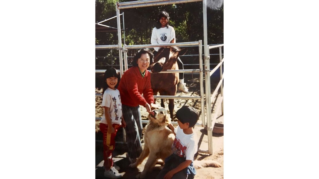 A typical afternoon growing up in the 1990s, with sweet Honey Bear and Sandy, the golden retriever. 