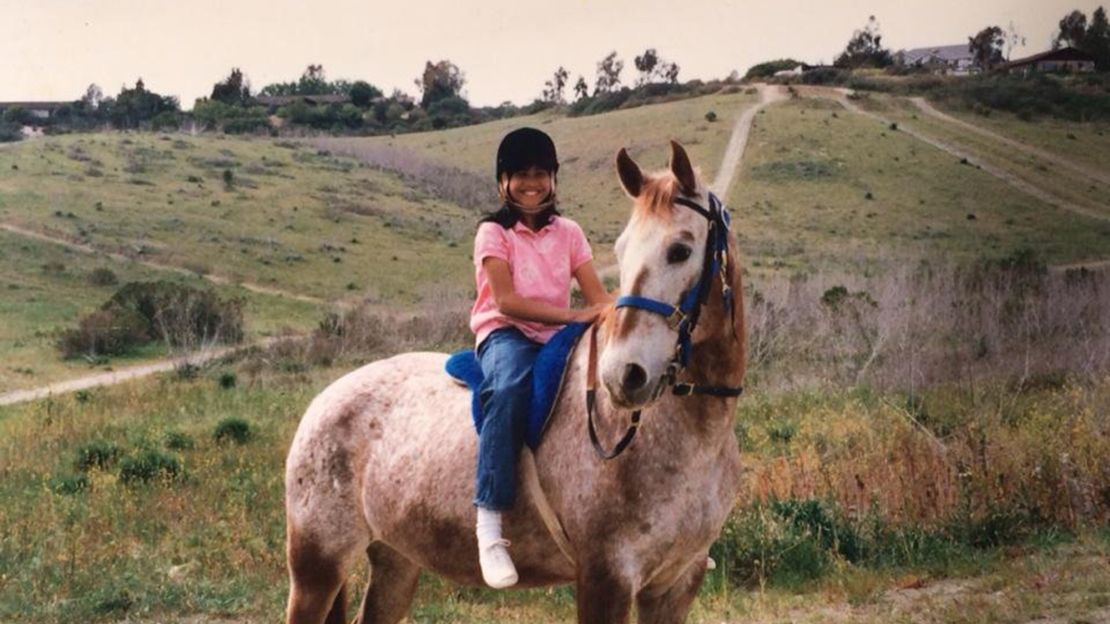 Hamasaki's first horse, Lindy, an Appaloosa mare who loved to run off as they rode.