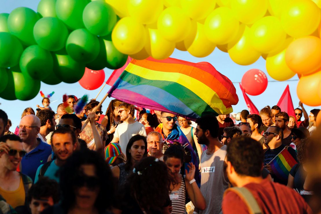 Israeli LGBTQ activists at the annual Gay Pride Parade in June. 