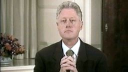 In this image made from video, President Clinton listens to a question from Ken Starr during near the end of his videotaped testimony Monday, Aug. 17, 1998, at the White House. The House Judiciary Committee released the videotape and 2,800 pages of documents Monday, Sept. 21, 1998, from Independent Counsel's Starr's investigation of the president. (AP Photo/APTV)