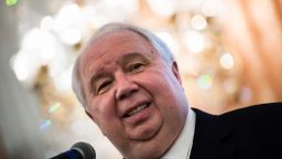 Sergey Kislyak, then the Russian ambassador to the United States, speaks during a chess tournament at the Russian embassy in Washington on May 13, 2017.