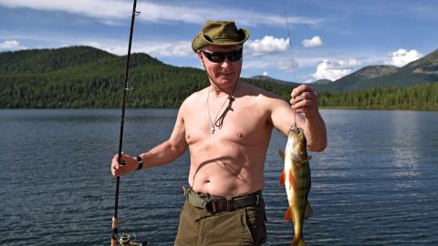 Putin was photographed last year while fishing in Siberia.