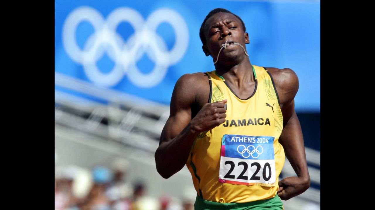 Bolt, at age 19, runs the men's 200-meter during the 2004 Olympic Games in Athens, Greece. He didn't make it out of the first round of qualifying.