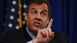 New Jersey Gov. Chris Christie fields questions at a wide-ranging news conference, March 3, 2016 at the Statehouse in Trenton, New Jersey.  Christie defended his endorsement of Donald Trump for president amid calls for him to resign.