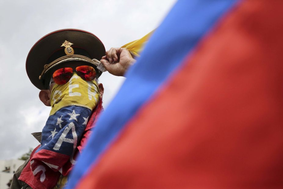 A costumed demonstrator in Caracas, Venezuela, protests the government of Venezuelan President Nicolas Maduro on Sunday, August 6. Unrest continued to sweep through the country after a<a href="http://edition.cnn.com/2017/08/04/americas/venezuela-assembly-first-day/index.html" target="_blank"> new legislative assembly was inaugurated</a> following a controversial election on July 30. The new assembly has wide-ranging powers and is expected to rewrite the Venezuelan constitution at Maduro's behest. Opposition supporters, who see the vote as a power grab and an erosion of democracy, boycotted and staged demonstrations against the vote.