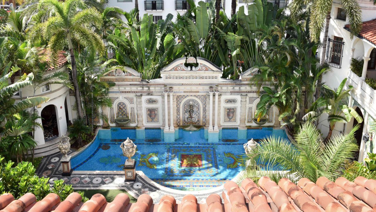 <strong>Decadent pool</strong>: This 54-foot-long swimming pool designed by Versace is said to be made from more than one million mosaic tiles.