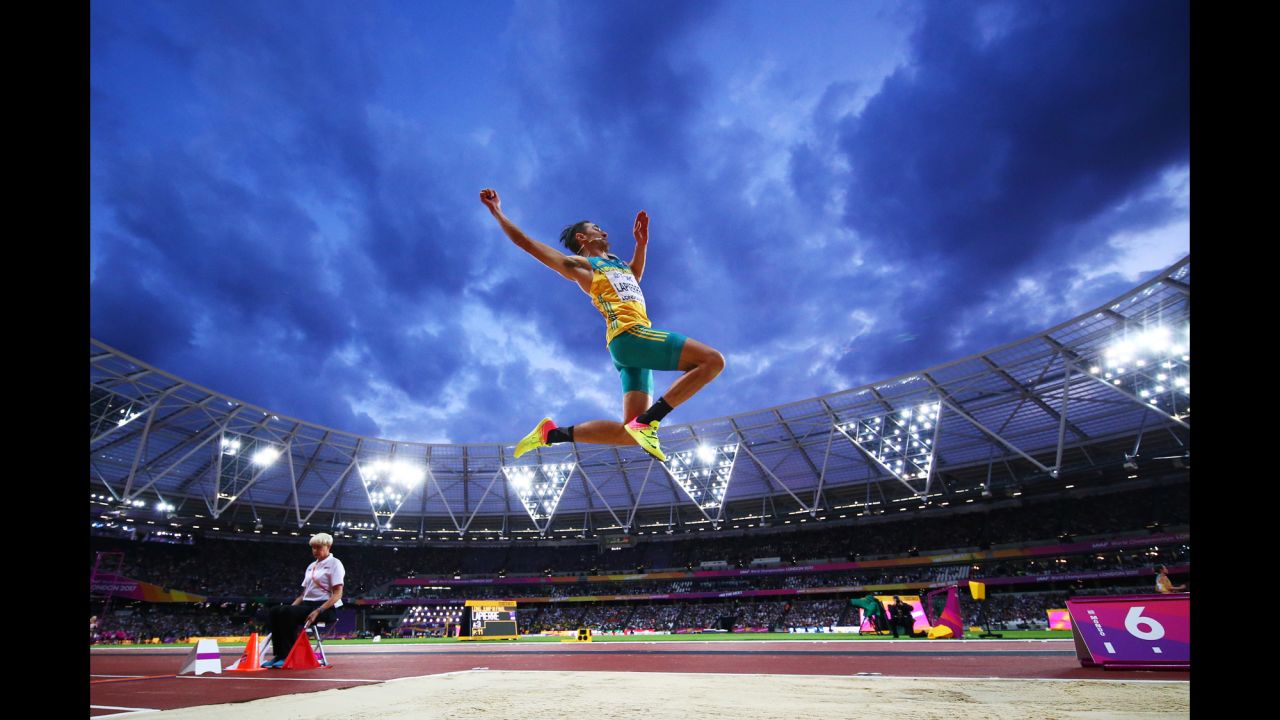 Australian long jumper Fabrice Lapierre competes at the World Championships on Saturday, August 5. The track meet is taking place at London Stadium through August 13. <a href="http://www.cnn.com/2017/08/01/sport/gallery/what-a-shot-sports-0801/index.html" target="_blank">See 29 amazing sports photos from last week</a>