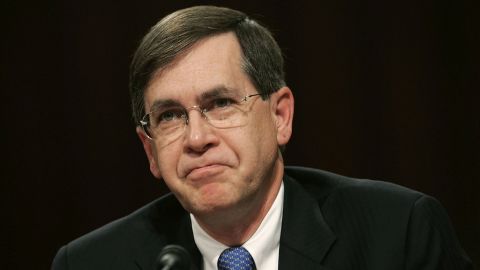 Senior adviser to the secretary of state and coordinator for Iraq David Satterfield pauses as he testifies during a hearing before the Senate Armed Services Committee on November 15, 2006.