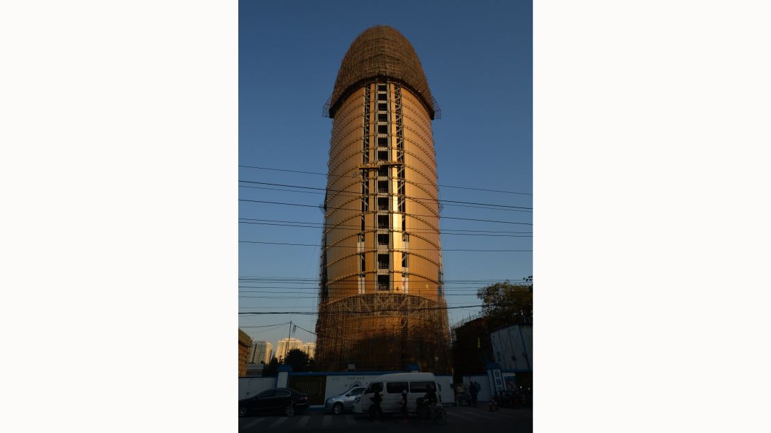 The new headquarters of the People's Daily newspaper during construction.