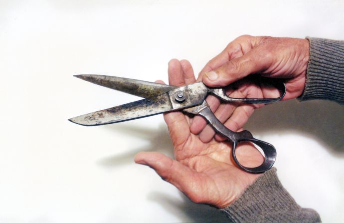 A pair of tailor scissors that also made the trip with Kohli to Delhi.