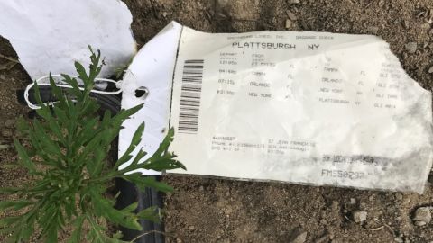 A ticket stub left behind shows a person took four buses to reach the Canadian border for asylum.