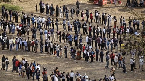 Kenyans were still lining up at dusk at a polling station in downtown Nairobi.