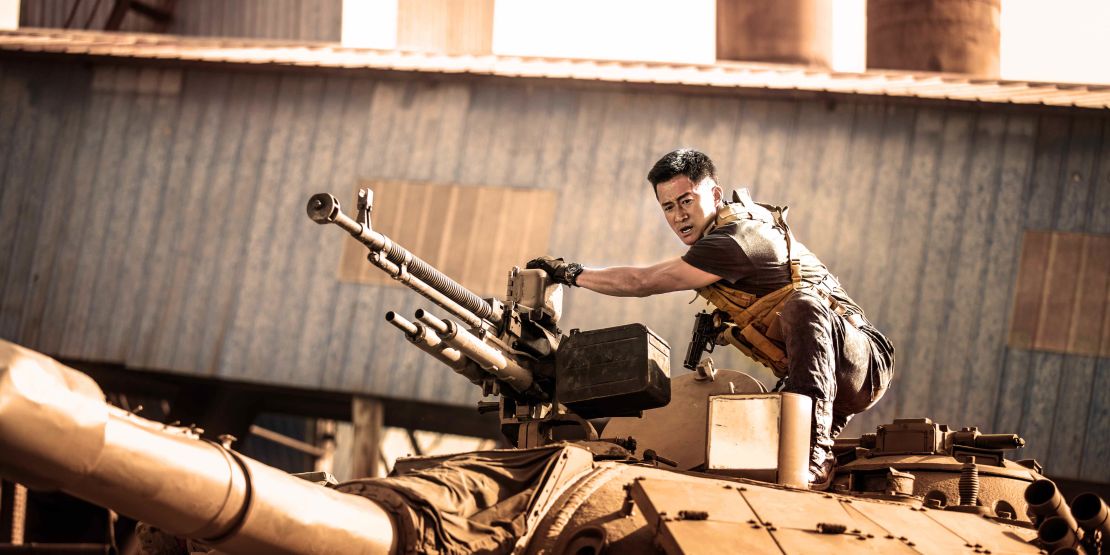 A still from the patriotic Chinese film "Wolf Warrior 2," which was released to huge box office success in 2017.