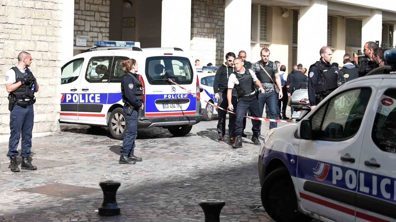 Police at the site of Wednesday's incident in Paris. 