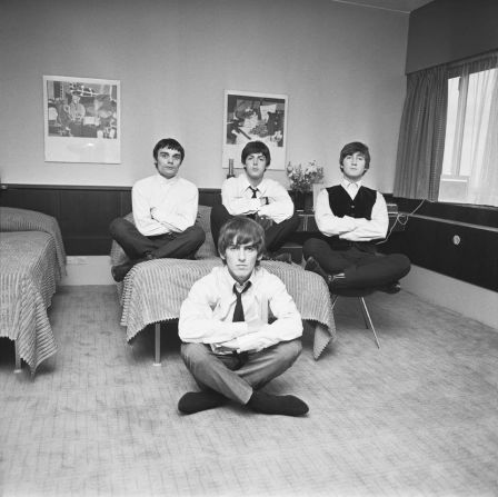 Jimmie Nicol (who temporarily replaced a tonsillitis-stricken Ringo Starr), Paul McCartney, John Lennon and George Harrison in Copenhagen. 