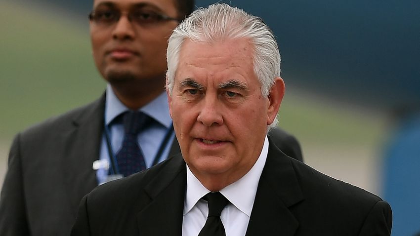 US Secretary of State Rex Tillerson arrives at the Royal Malaysian Air Force base in Subang on August 8, 2017.
Tillerson arrived in Malaysia on August 8 following a brief stop in Bangkok after attending the 50th Association of Southeast Asian Nations (ASEAN) regional security forum in Manila. / AFP PHOTO / MANAN VATSYAYANA (Photo credit should read MANAN VATSYAYANA/AFP/Getty Images)