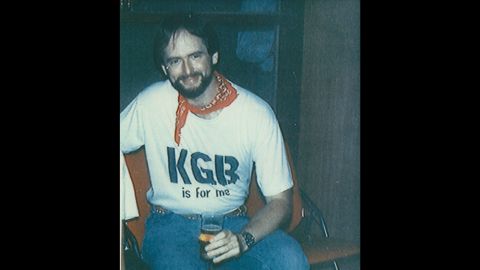In an undated photo taken at a CIA function, Jim Nicholson's shirt is rich in irony in light of his crimes.