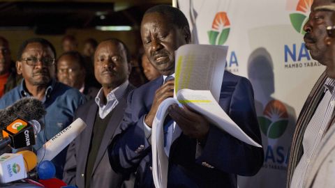 Odinga said Wednesday that hackers had infiltrated the database of the country's election commission and manipulated the results. 