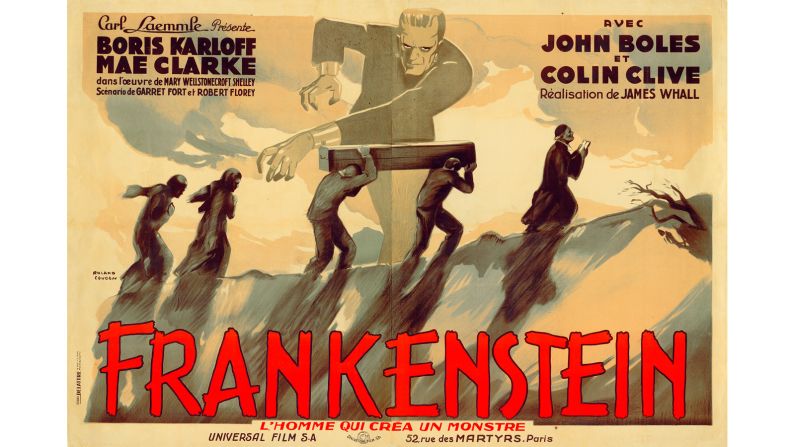 This poster for the 1931 production of Frankenstein has less color than some of the others of its time, but is just as effective. 