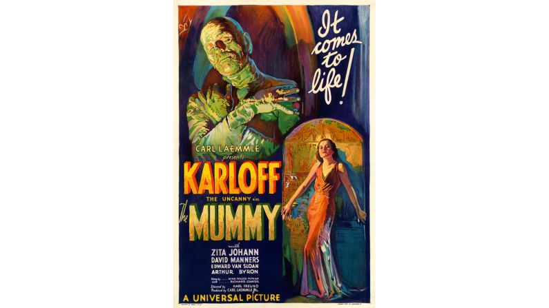 Boris Karloff's "The Mummy" was another classic Universal character, and this poster is among Hammett's most prized. Artist Karoly Grosz is credited with many posters from this era. 