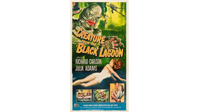 By the 1950s, audiences had grown tired of Dracula, the Mummy and Frankenstein and were looking for new monsters that reflected the nuclear age -- as this classic poster from 1954 shows. 