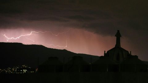 Lightning is on the horizon in Mexico City as then-Tropical Storm Franklin arrives in the state of Quintana Roo.