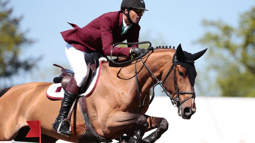 HAMBURG, GERMANY - MAY 07:  Sheikh Ali Bin Khalid Al Thani of Qatar riding First Devision during the Global Champions Tour Grand Prix of Hamburg on May 7, 2016 in Hamburg, Germany.  (Photo by Oliver Hardt/Bongarts/Getty Images)