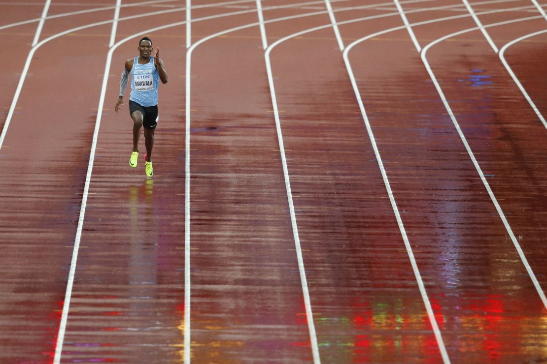 Makwala runs alone from lane seven in his 200m time trial on Wednesday.