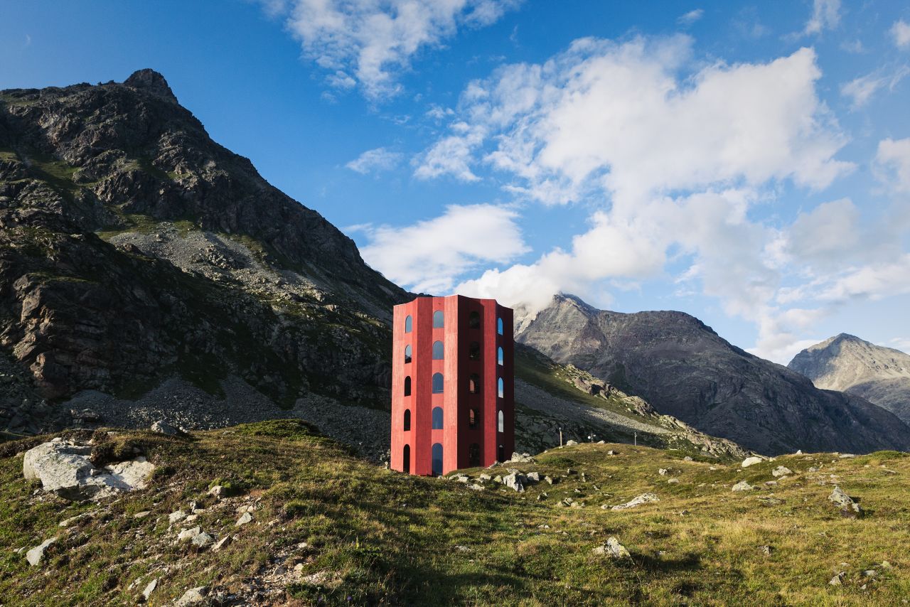 <strong>Center stage</strong>: The Julier Tower is a new Swiss theater that cuts a striking figure on the Julier Pass -- a mountain road in the Swiss Alps.