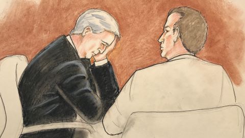 A courtroom sketch shows David Mueller with his attorney.