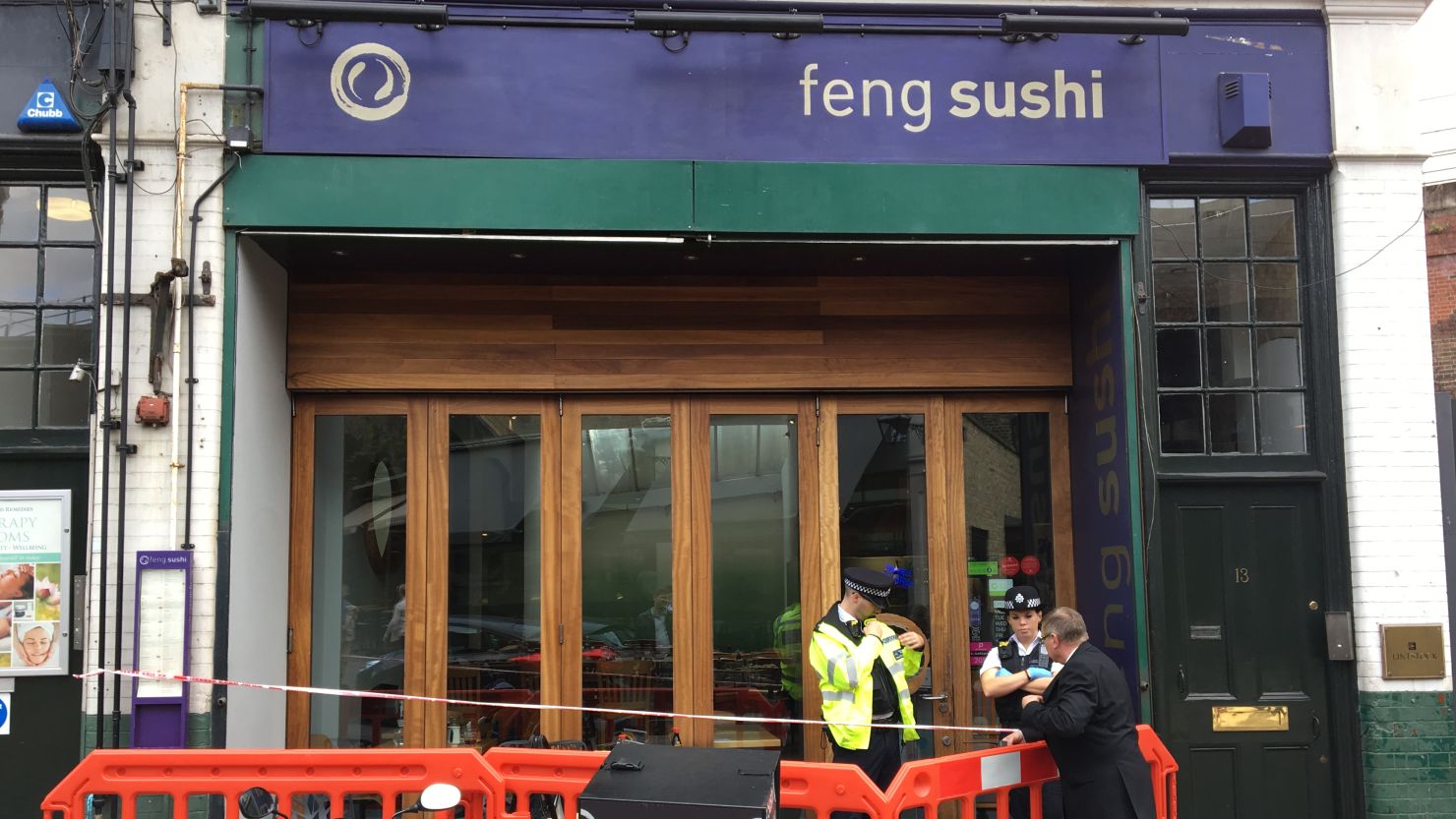 Police cordoned off the Feng Sushi restaurant in Borough Market on Thursday.