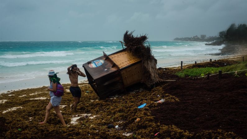 A booth is knocked over in Tulum, Mexico, after Tropical Storm Franklin hit the area on Tuesday, August 8. <a href="http://www.cnn.com/2017/08/09/americas/hurricane-franklin-atlantic-mexico-storm/index.html" target="_blank">The storm</a> battered Belize and the Yucatan Peninsula with heavy rain and strong winds.