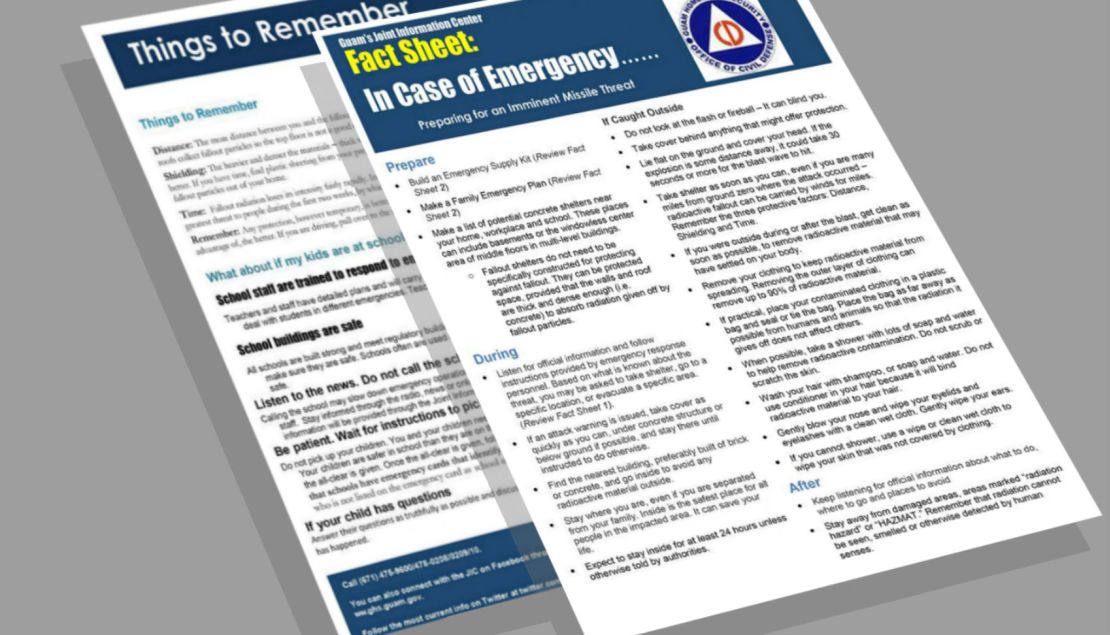The fact sheets that officials in the territory of Guam gave residents in August.