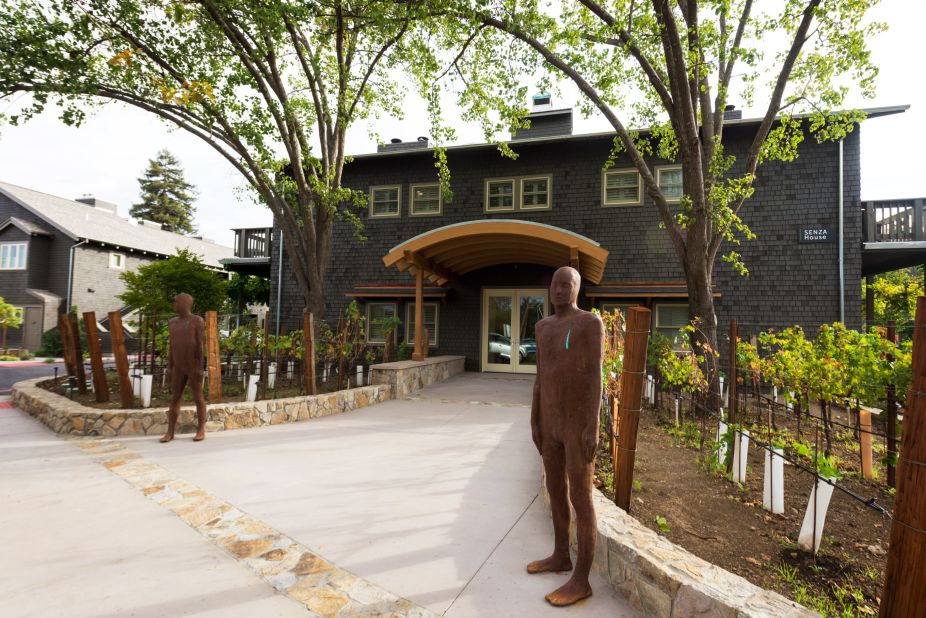 <strong>Senza Hotel:</strong> Nestled in Napa, Senza is dotted with eclectic sculptures across the property as well as more art inside the main guest area and rooms. Click through the gallery for six more places to stay across Napa Valley.