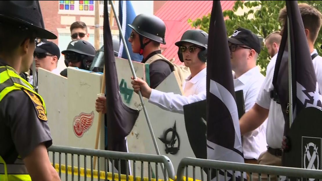 Demonstrators gather Saturday ahead of a "Unite the Right" rally in Charlottesville, Virginia.