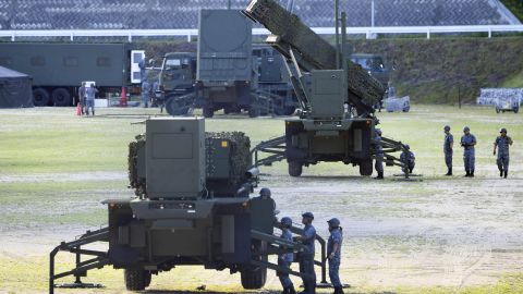 A PAC-3 interceptor unit is deployed at the Japanese Self-Defense Force base in Kochi prefecture on Saturday, August 12.
