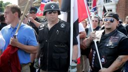 Hundreds of white nationalists, neo-Nazis and members of the "alt-right" march down East Market Street toward Lee Park during the "United the Right" rally August 12, in Charlottesville, Virginia. After clashes with anti-facist protesters and police the rally was declared an unlawful gathering and people were forced out of Lee Park, where a statue of Confederate General Robert E. Lee is slated to be removed. 