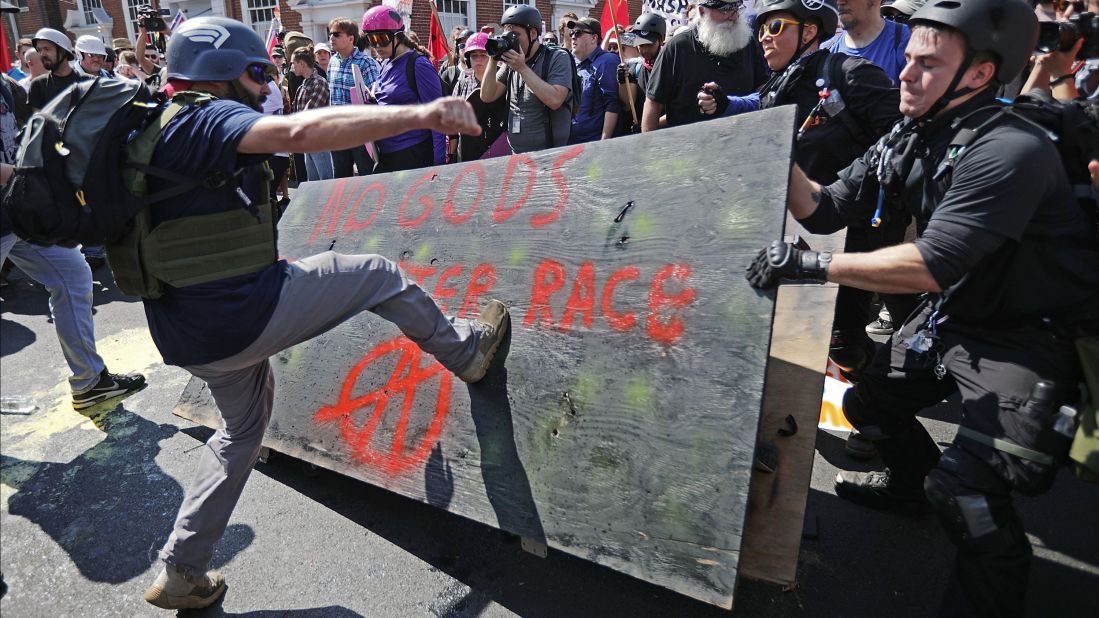 White nationalists, neo-Nazis and members of the "alt-right" clash with counterprotesters.