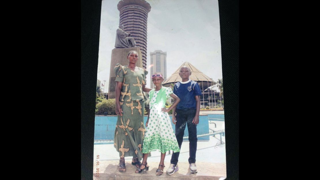 Stabhay Nyarangi Mokaya, center, was killed by a stray bullet during protests in Mathare in Nairobi early Saturday, August 12.