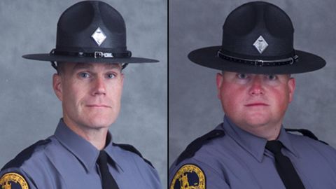 Lt. Cullen is pictured on the left. Trooper-Pilot Bates is on the right. 
