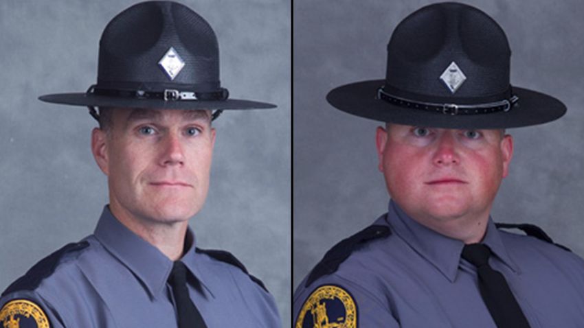 We have these photos avail for RON use. Lt. Cullen is pictured on the left. Trooper-Pilot Bates is on the right. 
The two officers died in a Virginia State Police helicopter crash this afternoon in Albermarle County, Virginia.