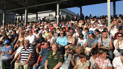 Fans watch the Russia Army Games 2017 in Alabino, Moscow on August 12.