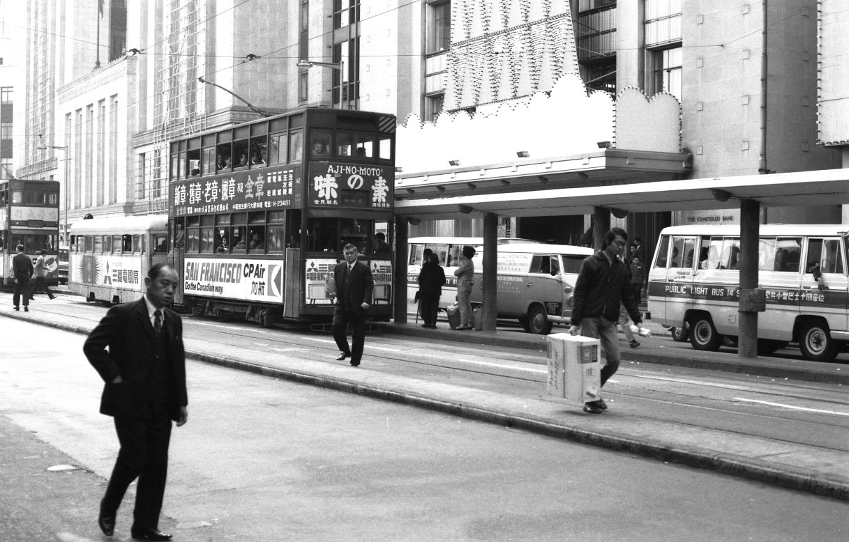 <strong>Hong Kong (1971): </strong>"I was focusing on the tram, and got a little lucky in capturing the context," says Sealy, who feels photography made his experience in Asia more meaningful. 