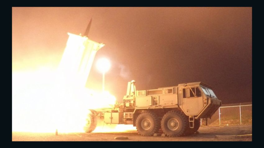 Photo courtesy the Missile Defense Agency shows a Terminal High Altitude Area Defense (THAAD) interceptor launched from the Pacific Spaceport Complex Alaska in Kodiak, Alaska, during Flight Experiment THAAD (FET)-01 earlier July 30, 2017 (EDT).
