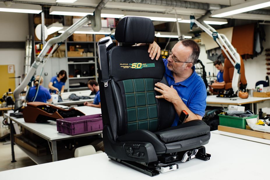 Craftsmen at Alpina's tiny factory in Buchloe, Bavaria, produce seats and other parts in-house. They will be fitted into the cars at BMW's production lines.