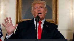 President Donald Trump speaks about the deadly white nationalist rally in Charlottesville, Va., Monday, Aug. 14, 2017, in the Diplomatic Room of the White House in Washington. (AP Photo/Evan Vucci)