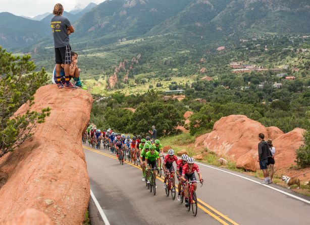 The iconic sandstone formations known as the Garden of the Gods are at the highest elevation of the Colorado Springs stage.