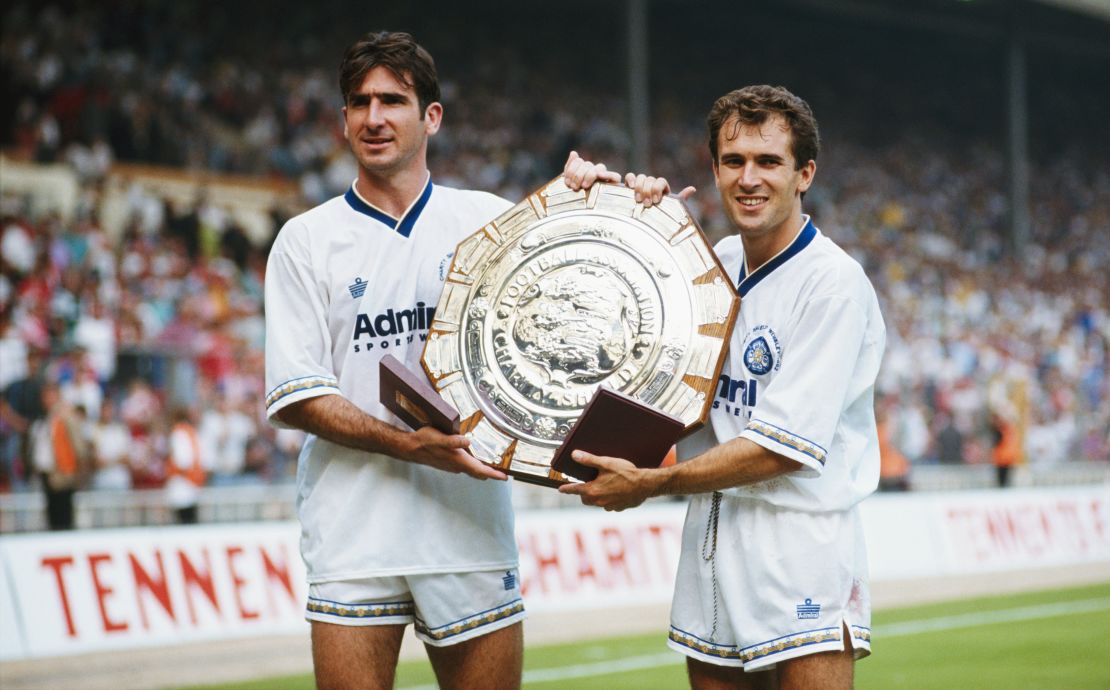 Leeds United's Eric Cantona (left) scored the first ever Premier League hat trick in a 5-0 win over Tottenham in August 1992. 