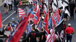 CHARLOTTESVILLE, VA - AUGUST 12:  Hundreds of white nationalists, neo-Nazis and members of the "alt-right" march down East Market Street toward Emancipation Park during the "Unite the Right" rally August 12, 2017 in Charlottesville, Virginia. After clashes with anti-fascist protesters and police the rally was declared an unlawful gathering and people were forced out of Emancipation Park, where a statue of Confederate General Robert E. Lee is slated to be removed.  (Photo by Chip Somodevilla/Getty Images)